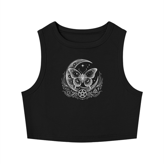 Butterfly Design Tight Crewneck Crop Tank Top